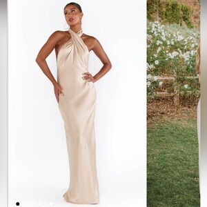 Jasmine Halter Maxi Dress Champagne